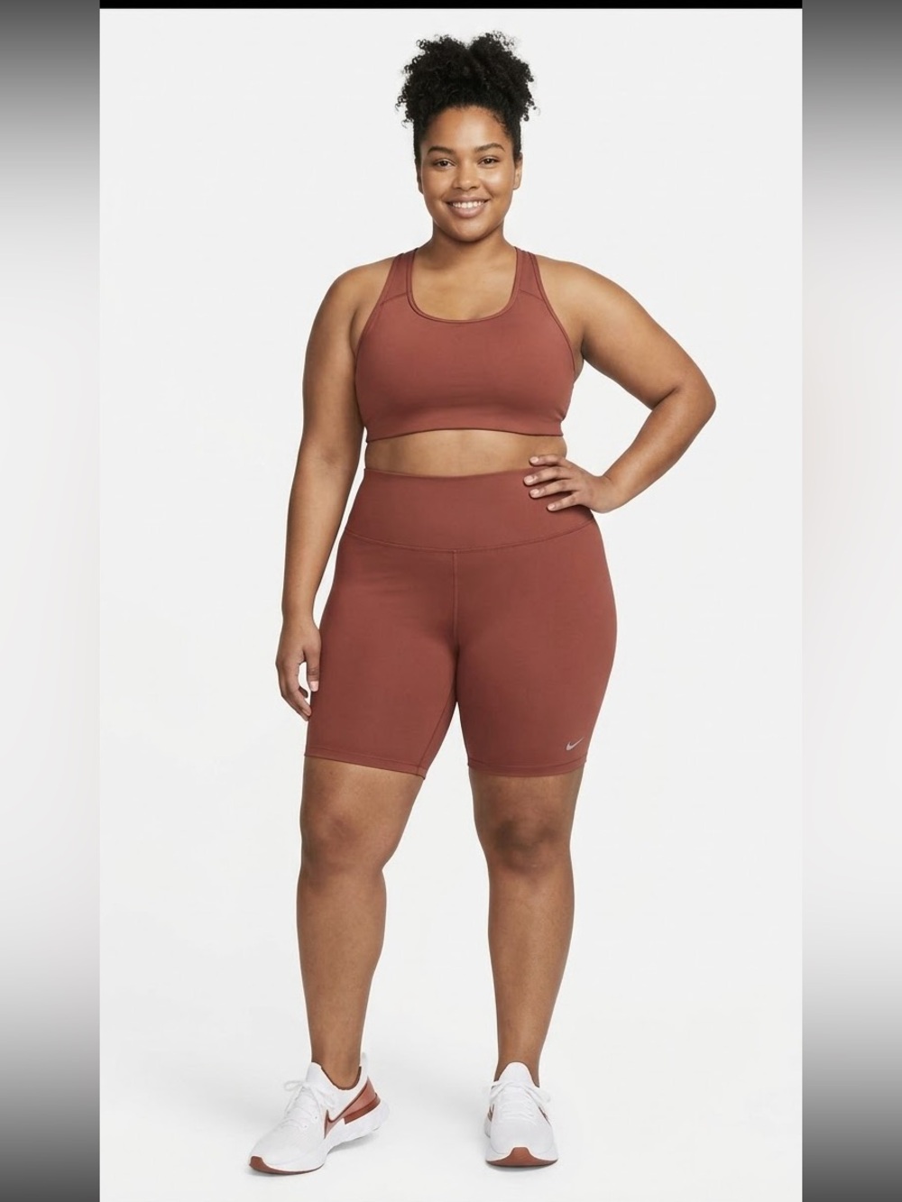 Nike Zenvy Dri-FIT High-Waisted Biker Shorts Terracotta Rust Brown - 1X